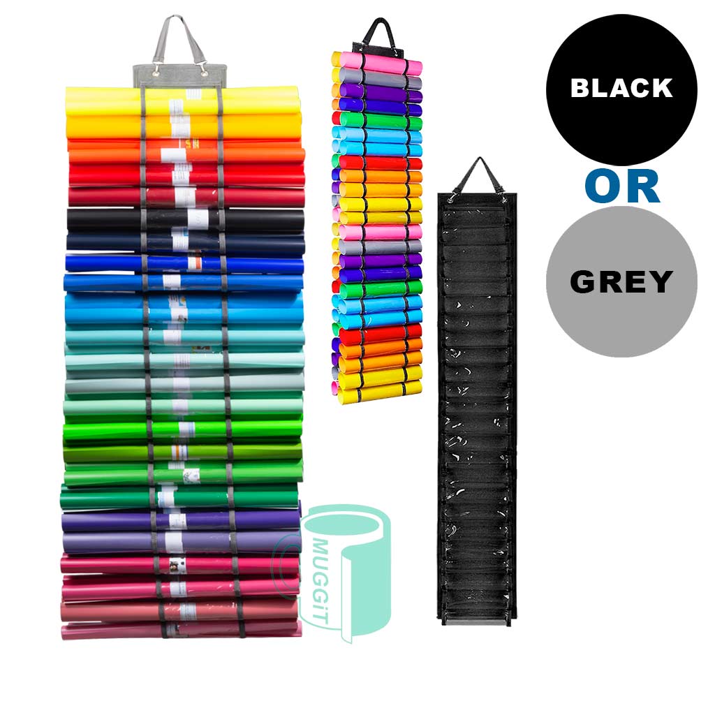 Muggit-Vinyl-Storage-Rack-48 Vinyl Storage Rack 48 Compartment for 5m rolls the ultimate workspace organizer Expand your storage space with a double-sided quality fabric vinyl roll rack.