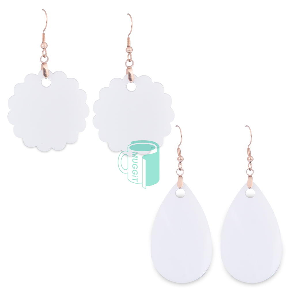 Muggit--Earrings-Teardrop-10-Main Sublimer earrings hanging teardrop or flower. 5 Pairs earrings with earring hooks. Our products are inexpensive, waterproof, mould proof, & extremely durable.