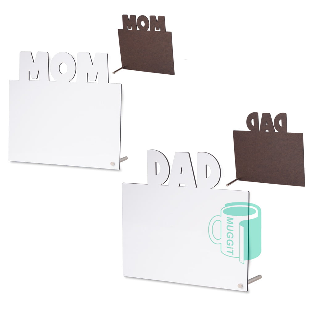 Wood Photo Frame Mom or Dad Header Includes metal foot stand, highest-grade sublimation printable hardboard don't warp under pressure, their edges don’t chip