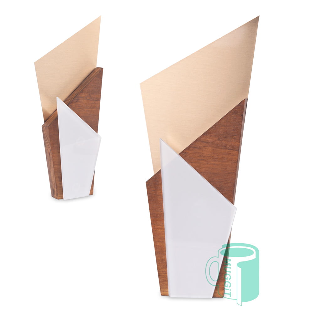 Muggit-3D-Multi-Layer-Trophy-Medium Trophy Wood and Sublimer Medium 3 Layer Sublimation Trophy made from a combination of 2T-sublimer, wood and gold brushed metal backing. A stunner 104mm x 265mm