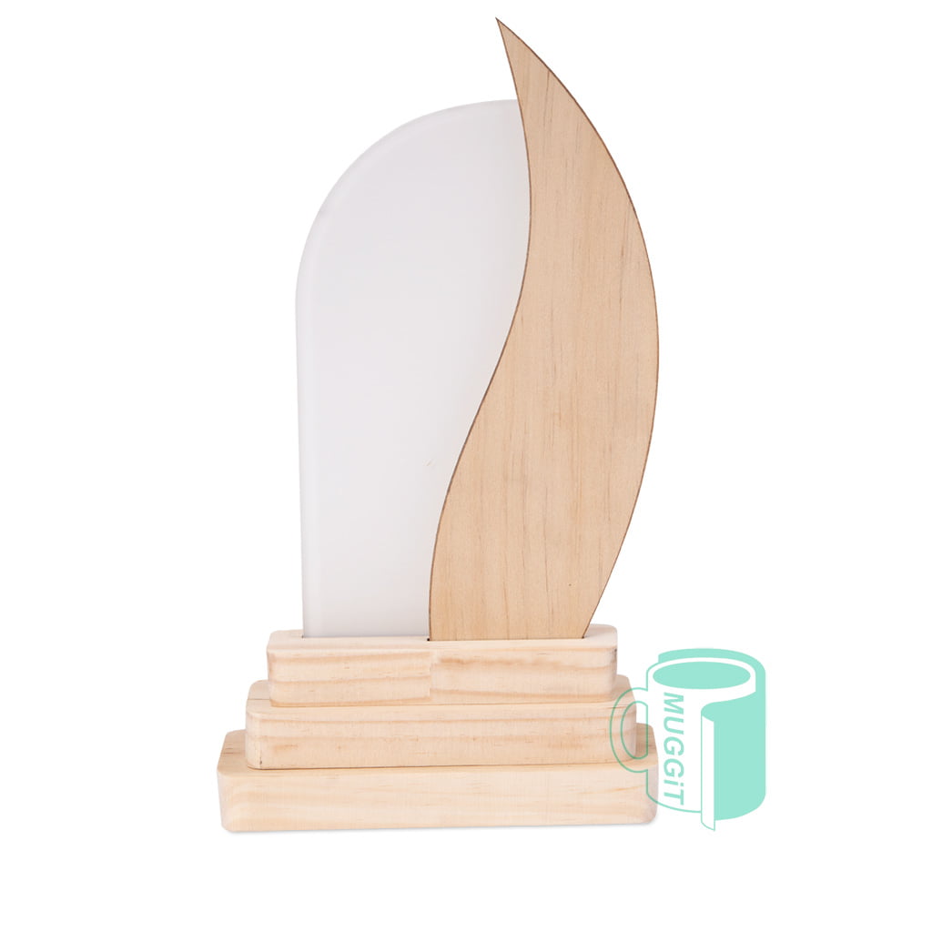muggit-3D-Sublimation-Trophy-Flame Trophy 3D Multi layer Flame Arc shaped Quality Sublimation 3D Multi-layer Flame/Arc shaped Trophy. Both halves of the flame printable. 156mm x 74mm x 281mm