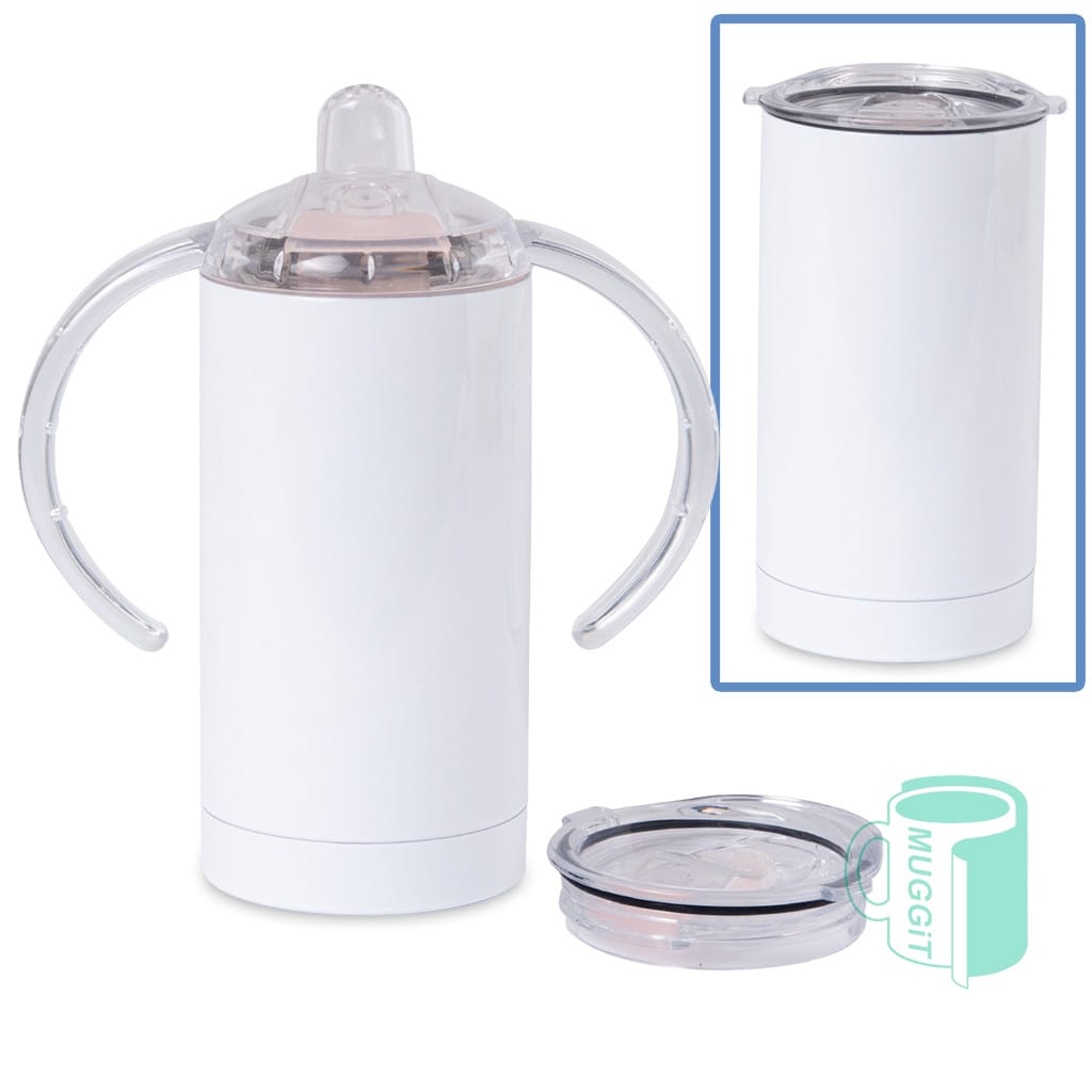 Kids Sippy Cup 12oz stainless steel double wall. Sippy lid & Built-in handles make it easy for toddlers and kids to grip & sip with ease. Regular screw-on lid.