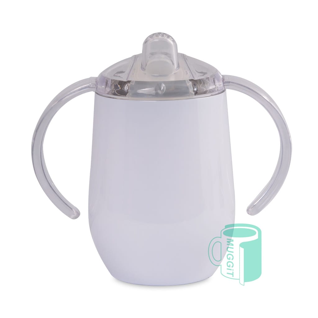 Kids Sippy Cup 12oz Stainless Steel 2 lid high grade double walled stainless steel. Built-in handles to sip with ease. Regular screw-on lid for older children.