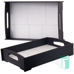 Wooden Tray with 7 printable inserts (456 x 293mm) with handles. Inserts can be left loose or glued to the tray.