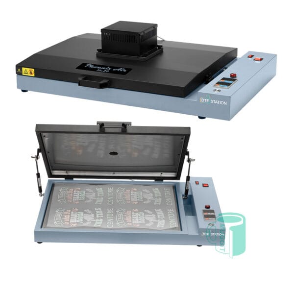DTF IR Curing Oven With Purifier to cure the powder over your print with the DTF IR curing oven 50 x 40cm. This oven is equipped with an integrated fume filter