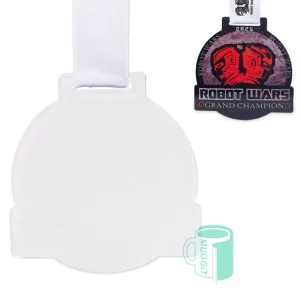 3D Medal Round with Bottom Banner 2Tone Sublimer - 80 x 84mm & Lanyard Muggit synthetic bamboo front and 2-tone sublimer back Includes printable satin lanyard