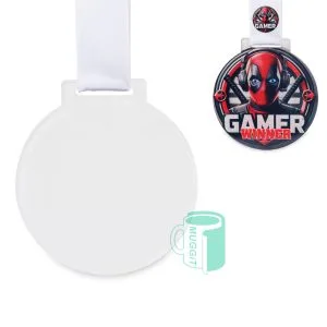 3D Round Medal 2Tone Sublimer by Muggit 3D Medal, 78 x 84mm. Includes printable Satin Lanyard. For use with sublimation ONLY. Pack of 5 units