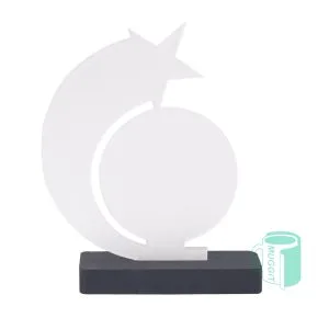 3D Trophy 2Tone Sublimation Star Sublimer Star design with a wooden base - 164 x 209mm, reward winners, top performers, or standout stars. Sublimation Only