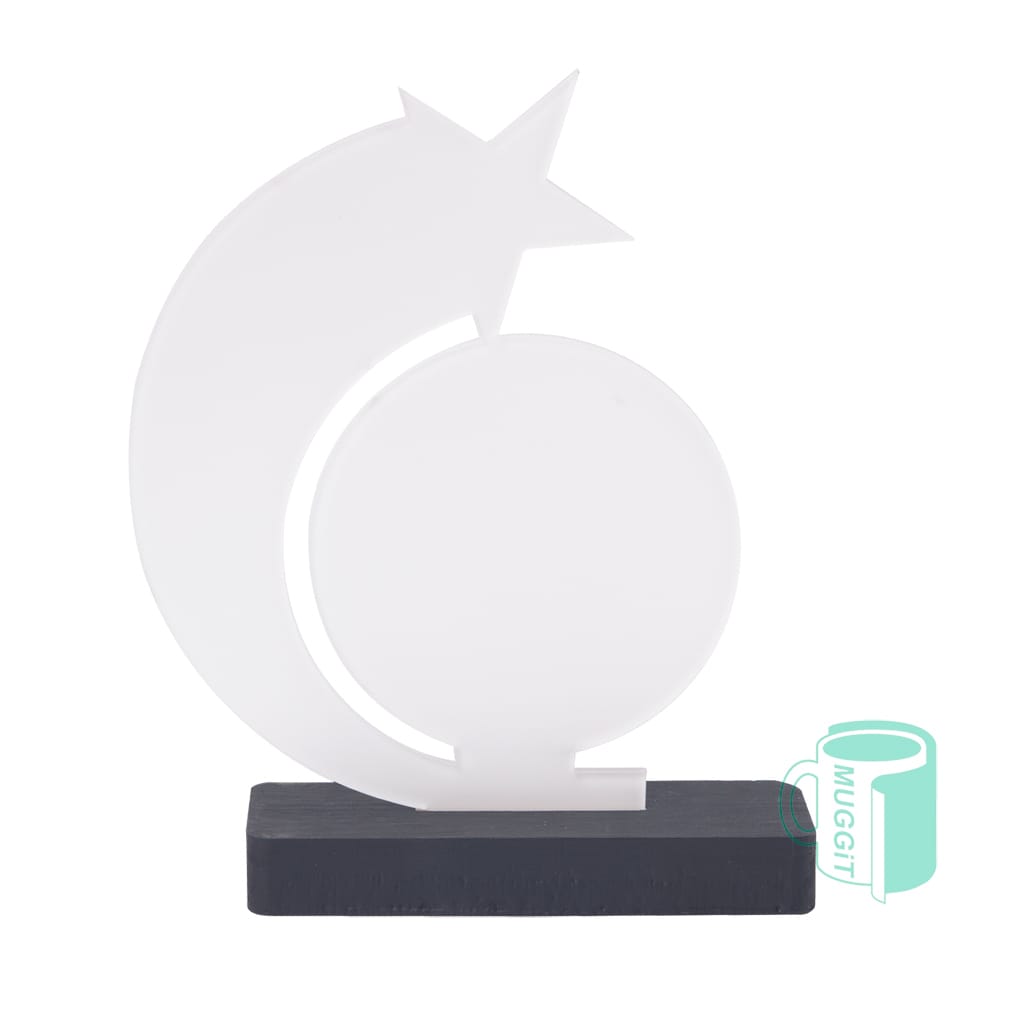 3D Trophy 2Tone Sublimation Star Sublimer Star design with a wooden base - 164 x 209mm, reward winners, top performers, or standout stars. Sublimation Only