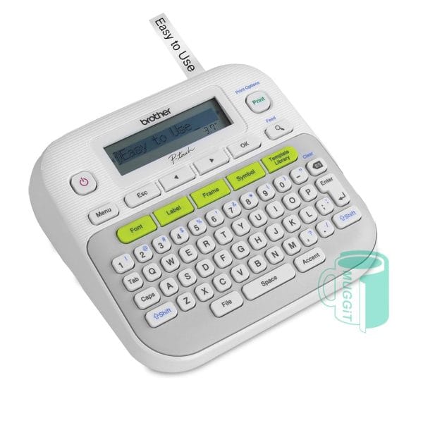 Labelling Machine BROTHER PT D210 Desktop/Mobile Printer, 2 lines of print, 14 fonts, 617 symbols, 97 frames, Manual cutter, uses 6, 9 & 12mm, QWERTY Keyboard