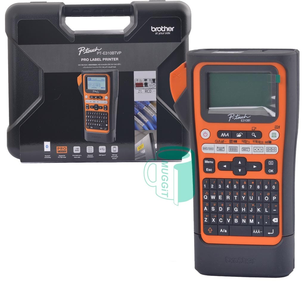 Label printer BROTHER PT E310 IND Handheld/Mobile Printer, USB & Bluetooth connectivity, Built in QWERTY keyboard and backlit graphic display 18mm print width