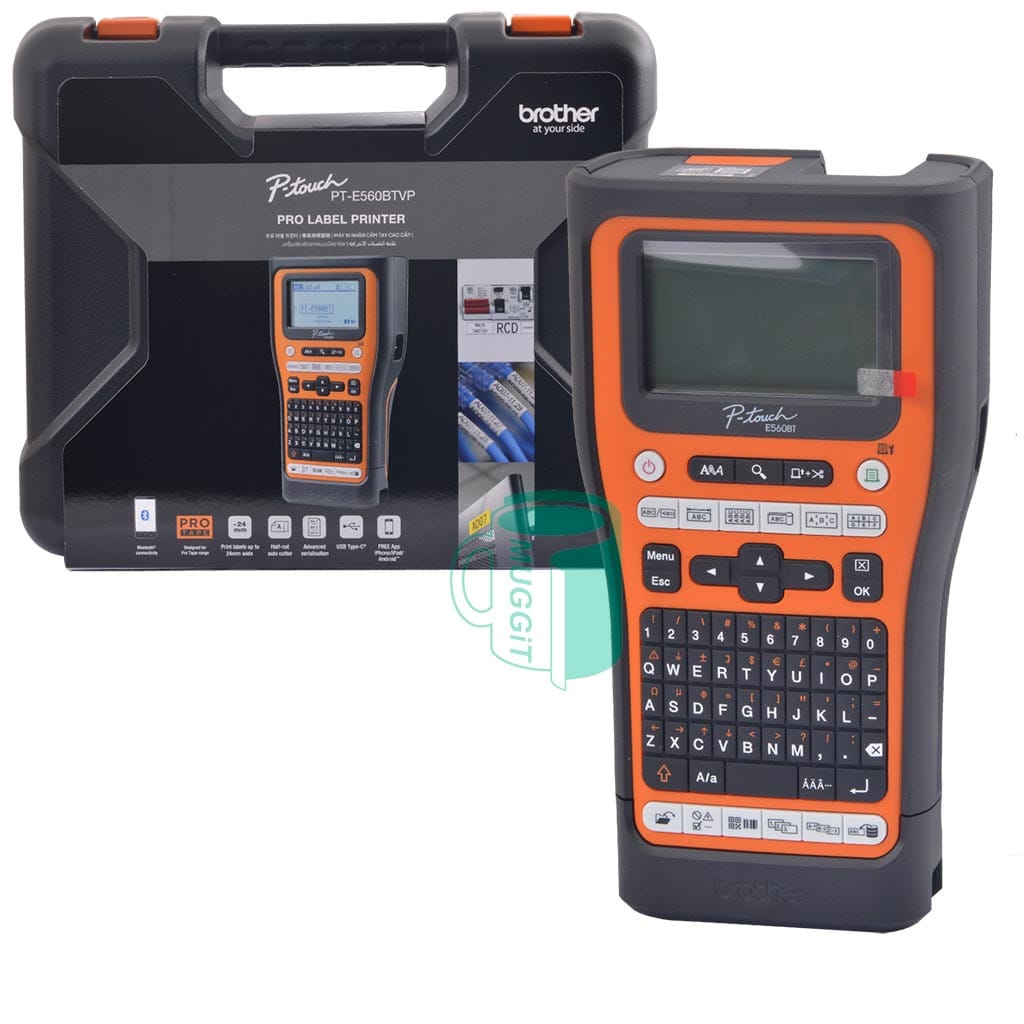 BROTHER-PT-E560-IND-Label-Print Label Printer BROTHER PT E560 IND Handheld/Mobile Printer USB Bluetooth connectivity, Built in QWERTY keyboard & large backlit graphic display, 24mm print width