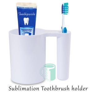 Polymer Toothbrush Holder for Sublimation Use with metal insert in mug press or use oven with shrink bag (no insert required) . For sublimation and laser