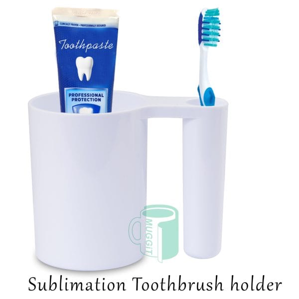 Polymer Toothbrush Holder for Sublimation Use with metal insert in mug press or use oven with shrink bag (no insert required) . For sublimation and laser