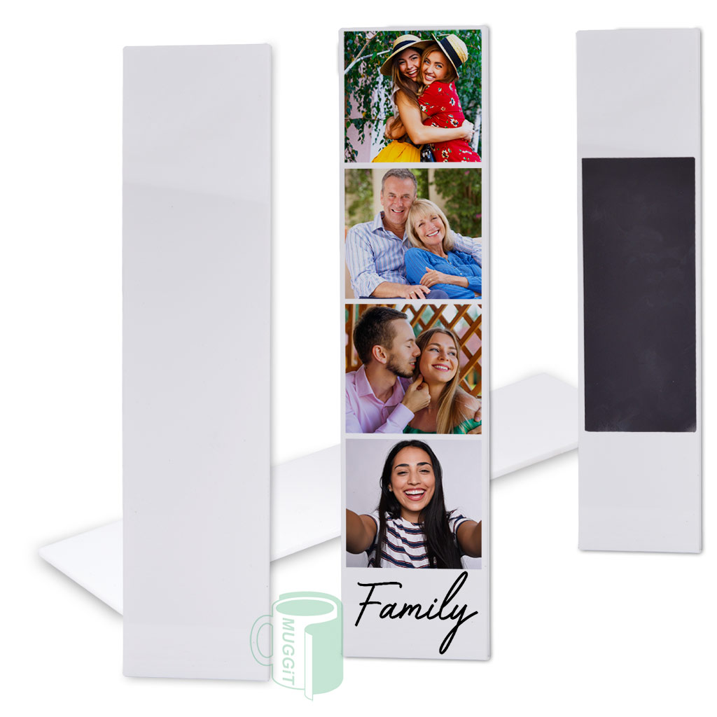 Fridge-Magnet-Photo-Strip-5 Fridge Magnet Photo Strip - 63 x 267mm - 5 Pack for customizing with family photos, favorite quotes, custom names Sublimation only Use Muggit Sublimer HD paper