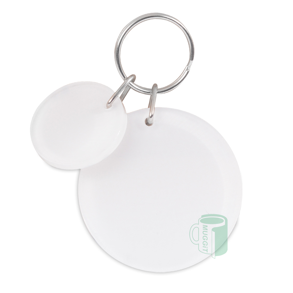 Keyring 2Tone Sublimer Memory 2 Discs Round. 2 Keyrings in 1 Round 50mm diameter & Round 30mm diameter For sublimation only. Use TP Sub Muggit HD paper. 5 Pack