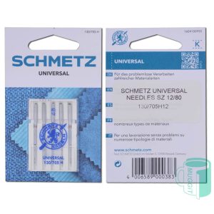 SCHMETZ Universal needles. most popular, all-purpose needle type. With a slightly rounded point, sews woven and knit fabrics. Can be used with Brother machines.