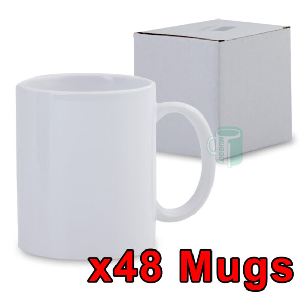 White Mugs - Ceramic - Premium special on boxes of 48 mugs + gift boxes. For in store collection at Joburg branch, or your own courier at your cost.