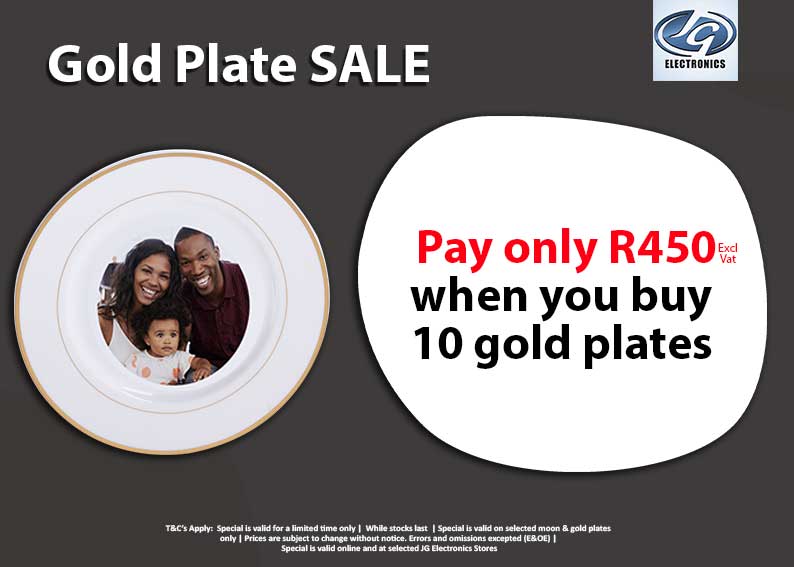 Pay R450 when you buy 10 plates sale