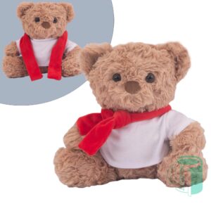 Teddy Bear Plush 20cm WinterPlush caramel Teddy Bear - 20.5cm (seated) - with scarf and mini printable shirt. For use with Sublimation, Inkjet & Laser.