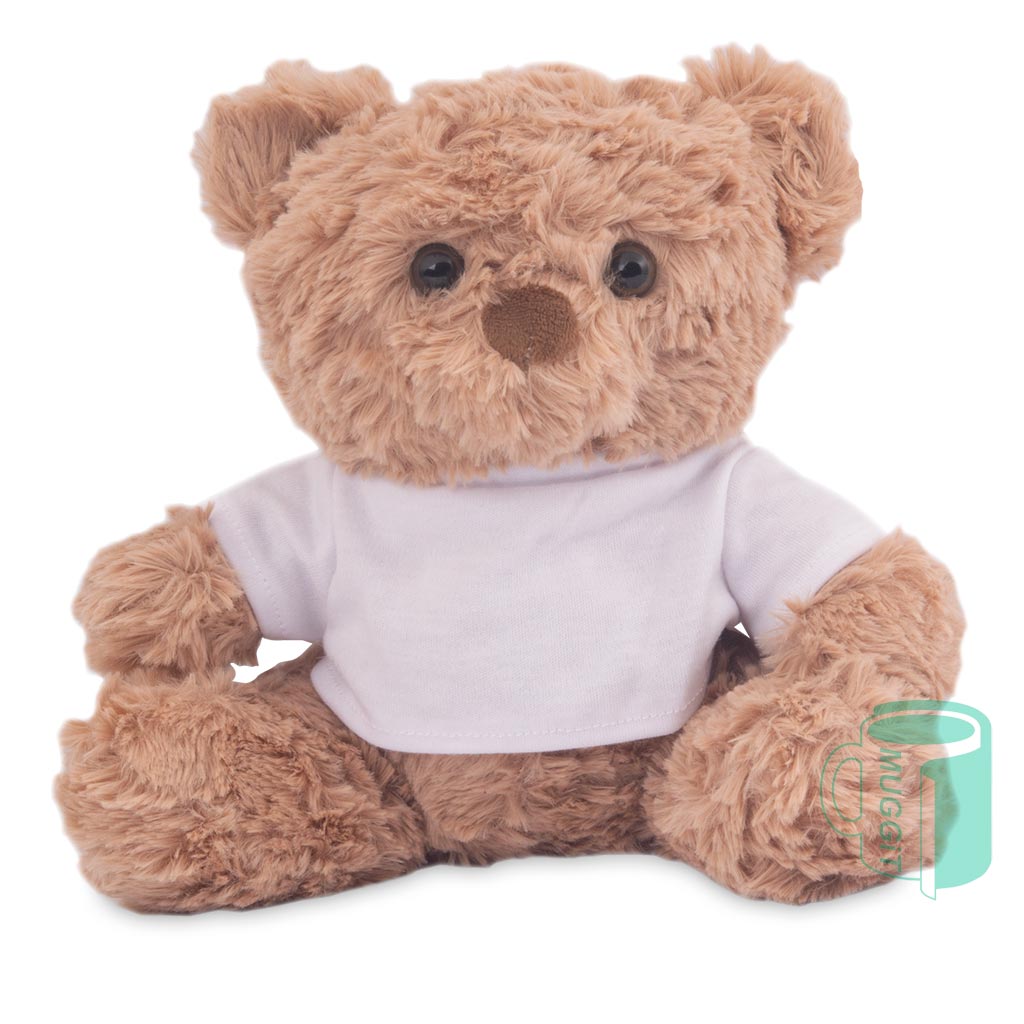 Teddy Bear Plush 20cm   Plush caramel Teddy Bear - 20.5cm (seated) - with mini printable shirt. For use with Sublimation, Inkjet & Laser.