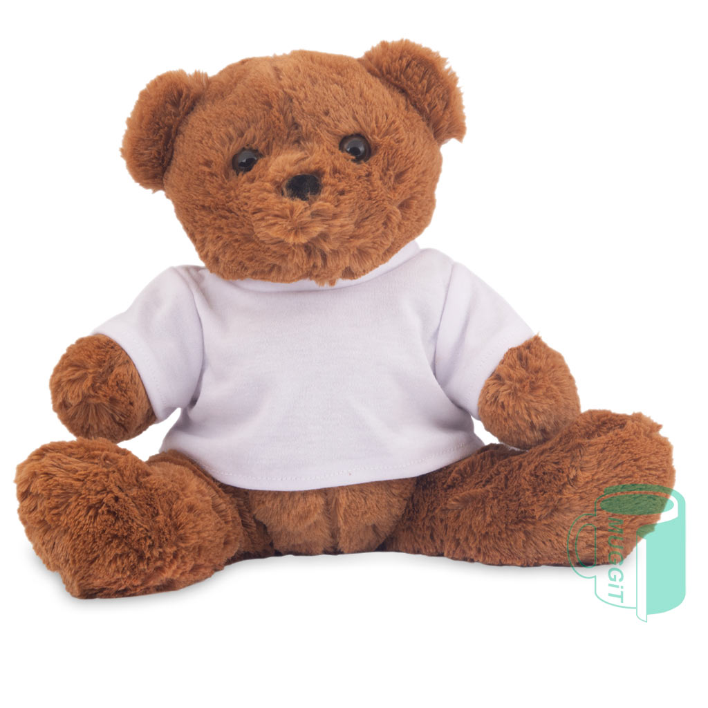 Teddy Bear Plush 25cm Plush dark brown Teddy Bear - 25.5cm (seated) - with mini printable shirt. For use with Sublimation, Inkjet & Laser.