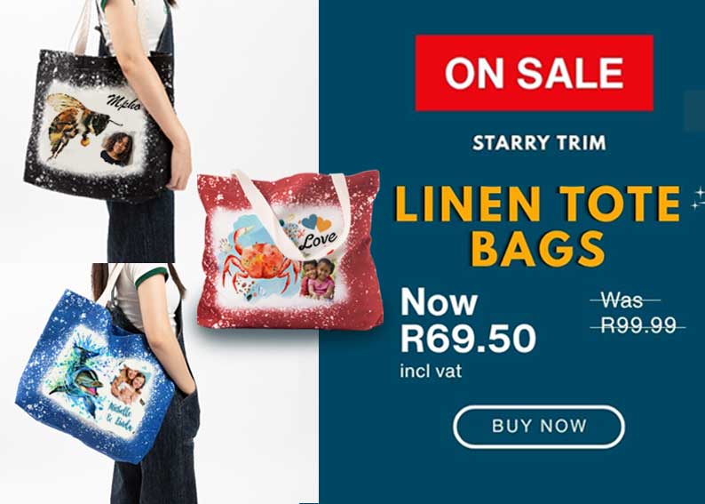 Special starry linen tote bag